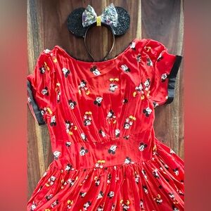 Disney Mickey Mouse Swing Dress 1X Plus Size Red Print Park Outfit”
